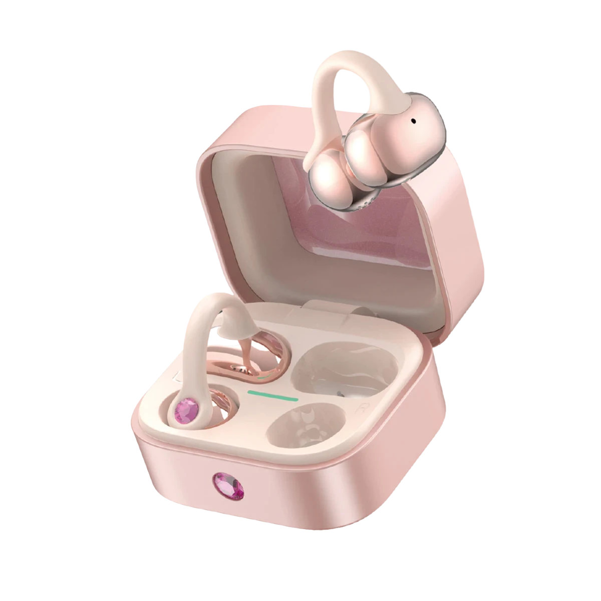 Earldom TWS49 BT 6.0 IPX4 Destekli Air Guided Ear-Clip Kablosuz TWS Kulaklık - Pembe